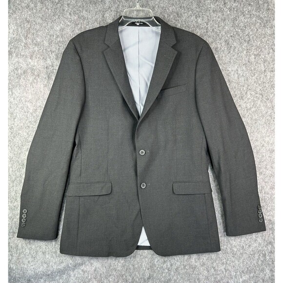 Egara Sports Blazer Men's Size 42L Gray Solid Casual Lined Skinny Fit Stretch - Picture 1 of 9